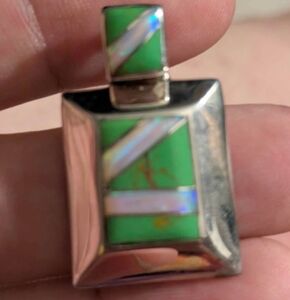 Navajo Gaspeite And Opal Pendant